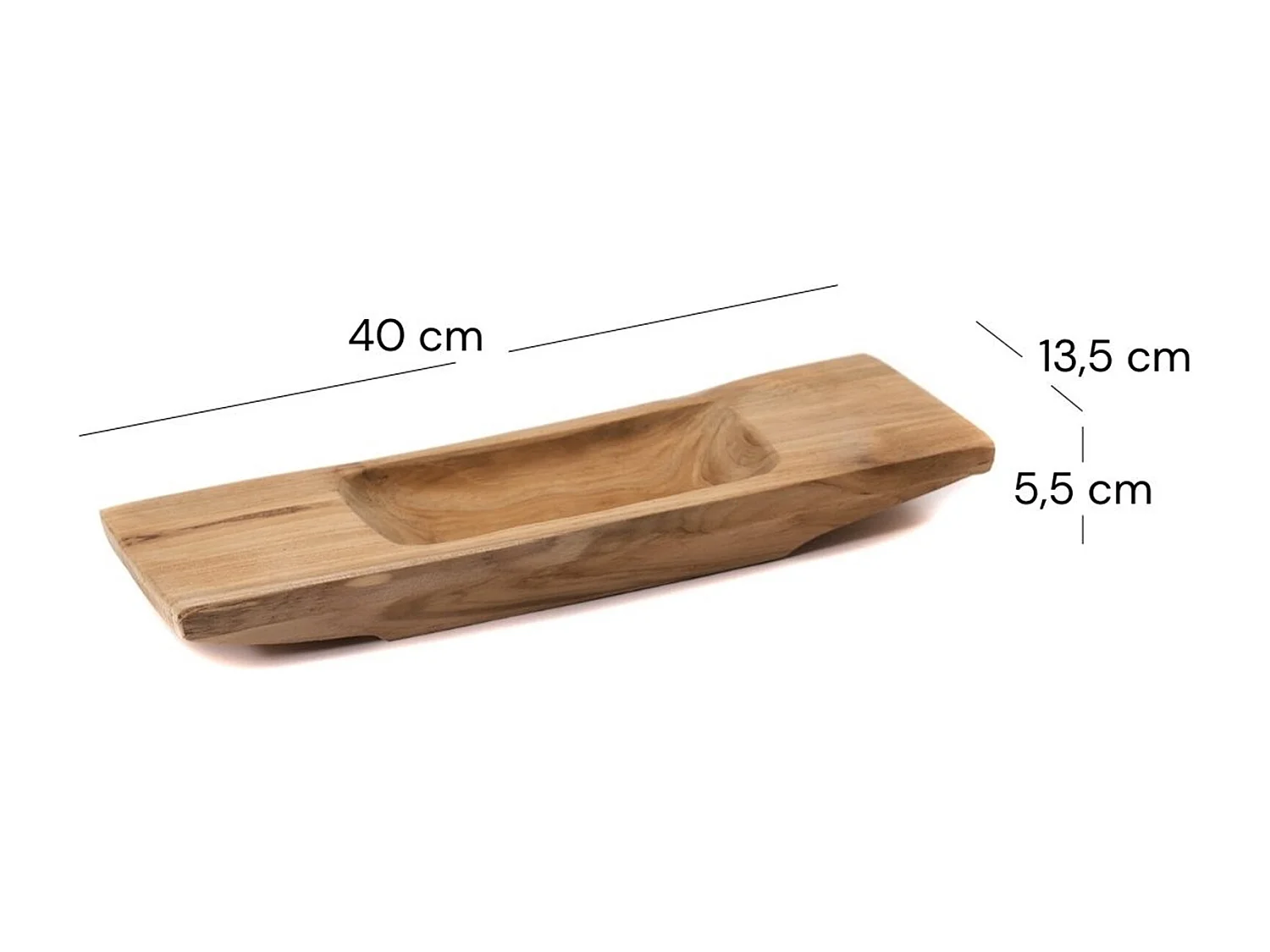 DEKO SCHALE Barco 40 Teak Wurzelholz massiv, mit Griff, geschnitztes Unikat naturfarben