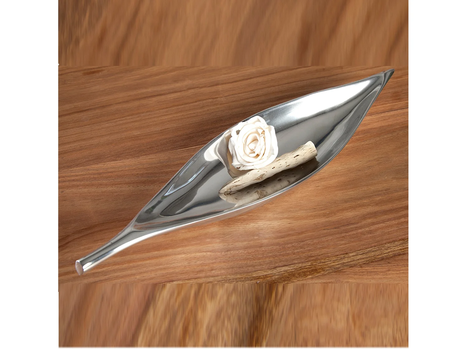 DEKOSCHALE Short Leaf 40 cm, Aluminium silber glänzend