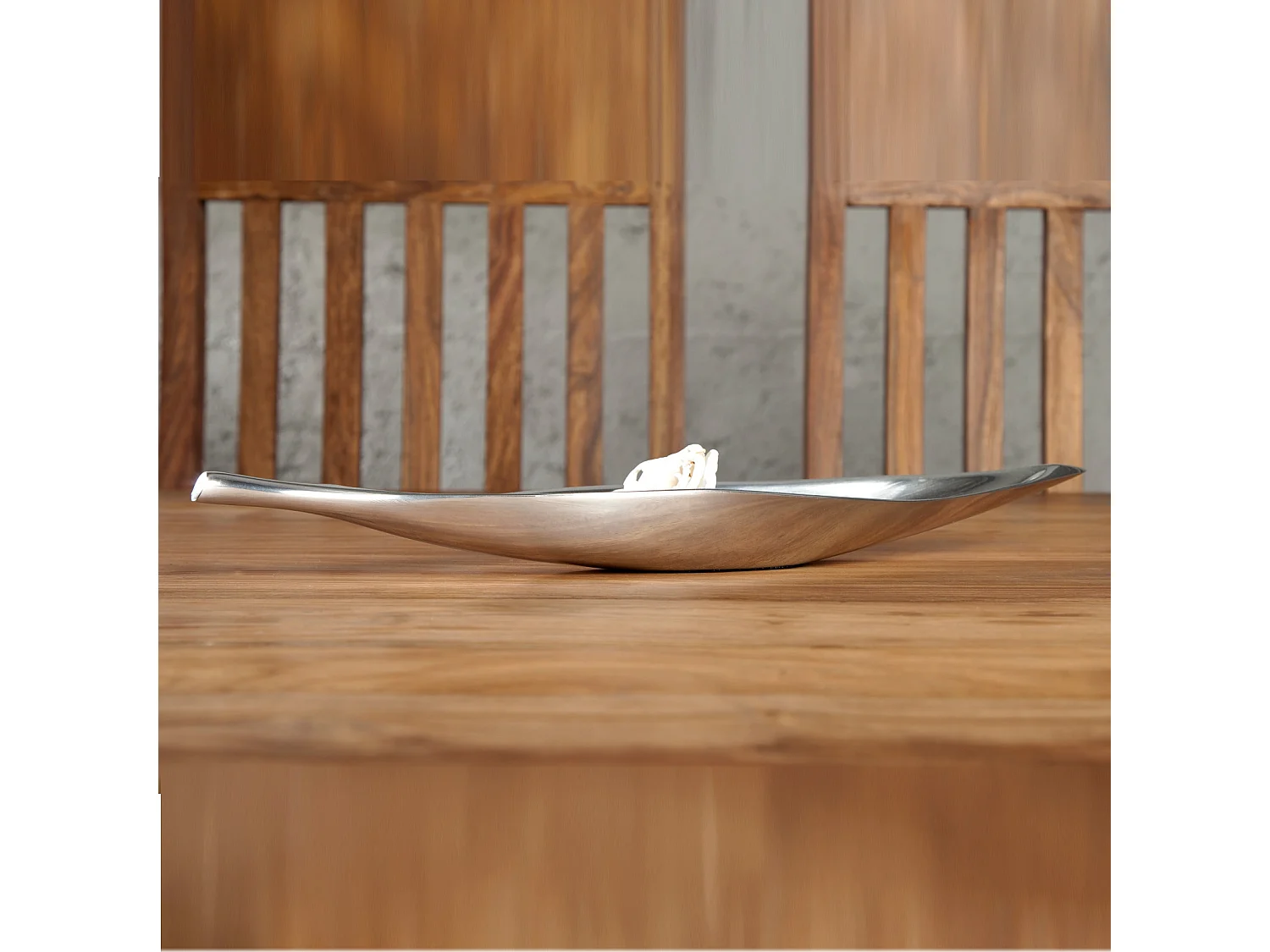 DEKOSCHALE Short Leaf 40 cm, Aluminium silber glänzend