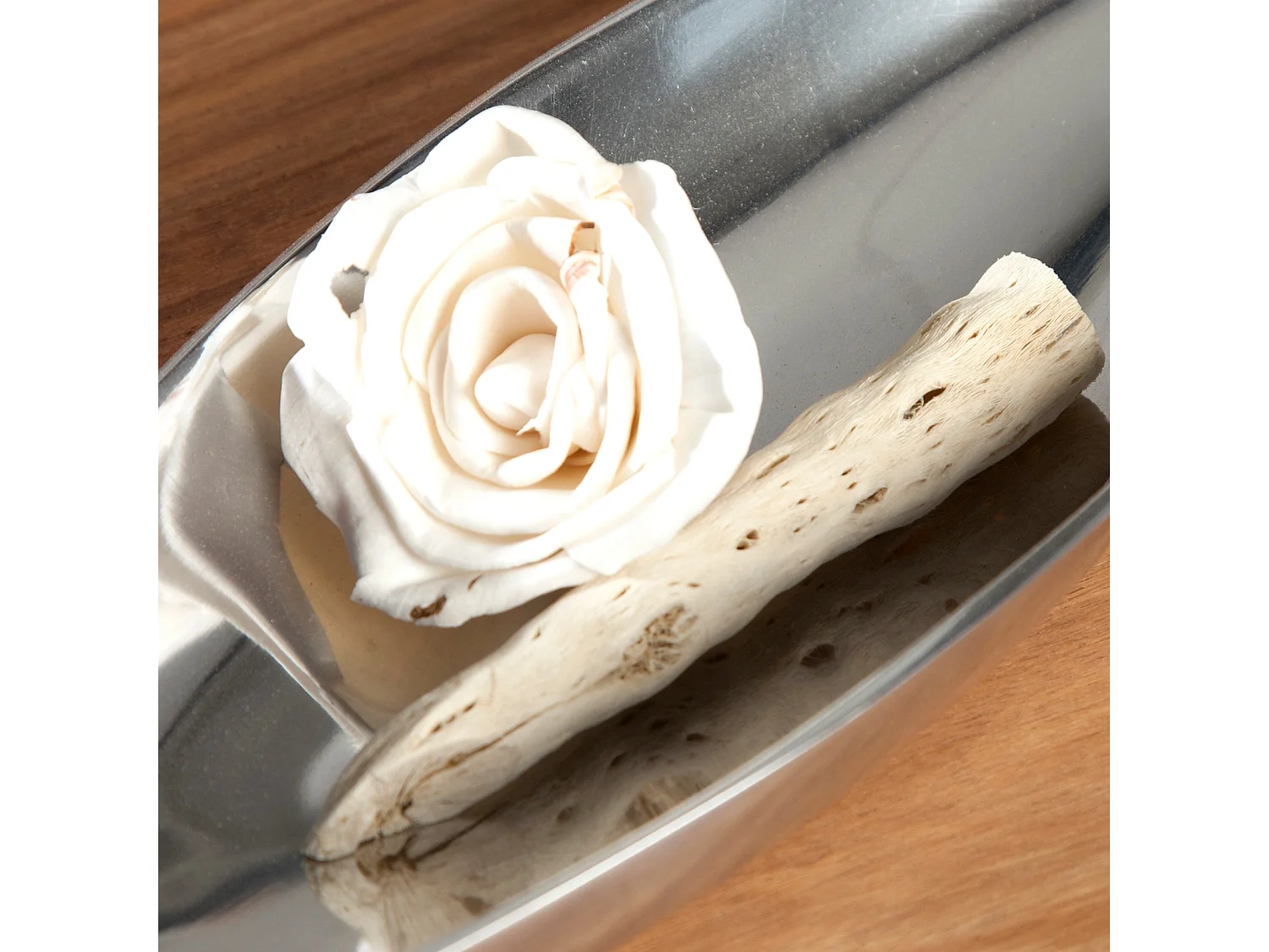 DEKOSCHALE Short Leaf 40 cm, Aluminium silber glänzend