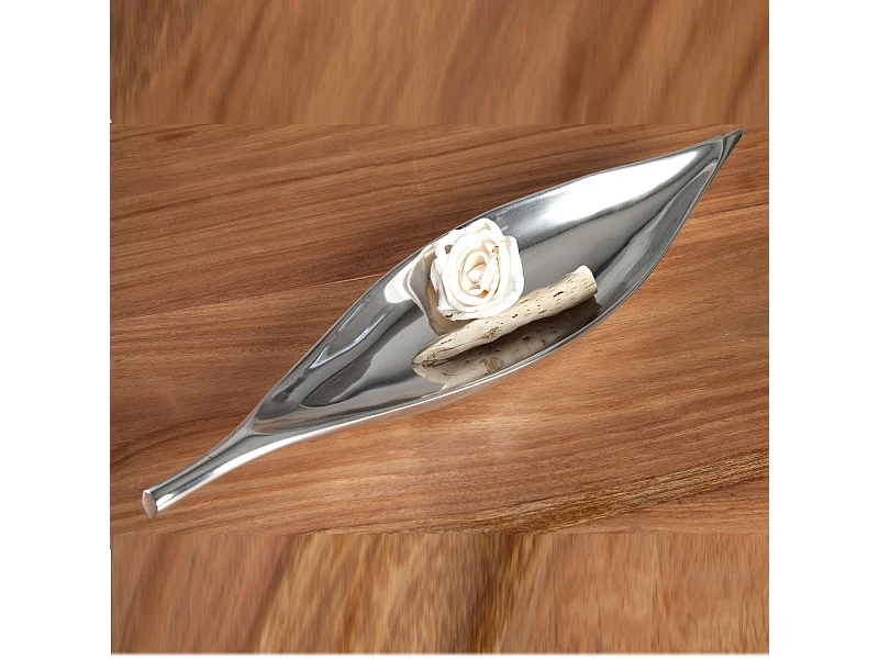 BOL DÉCORATIF Feuille courte 40 cm, Aluminium argent brillant