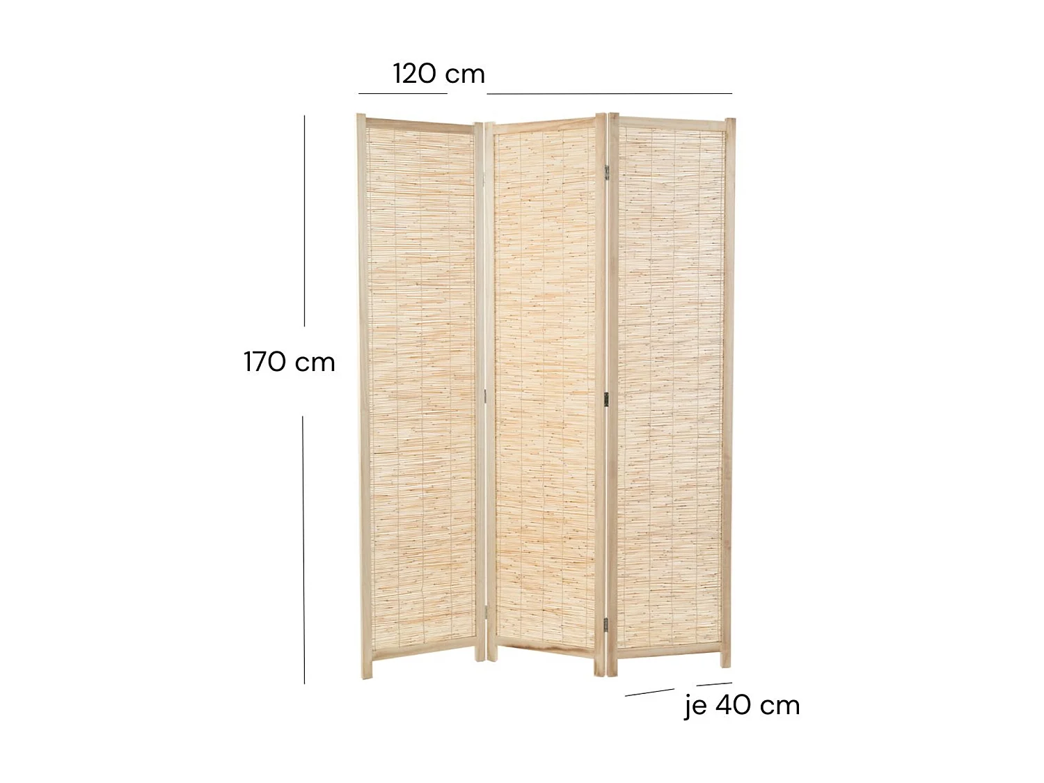 PARAVENT Playa 3 pièces. Bois de roseau natur
