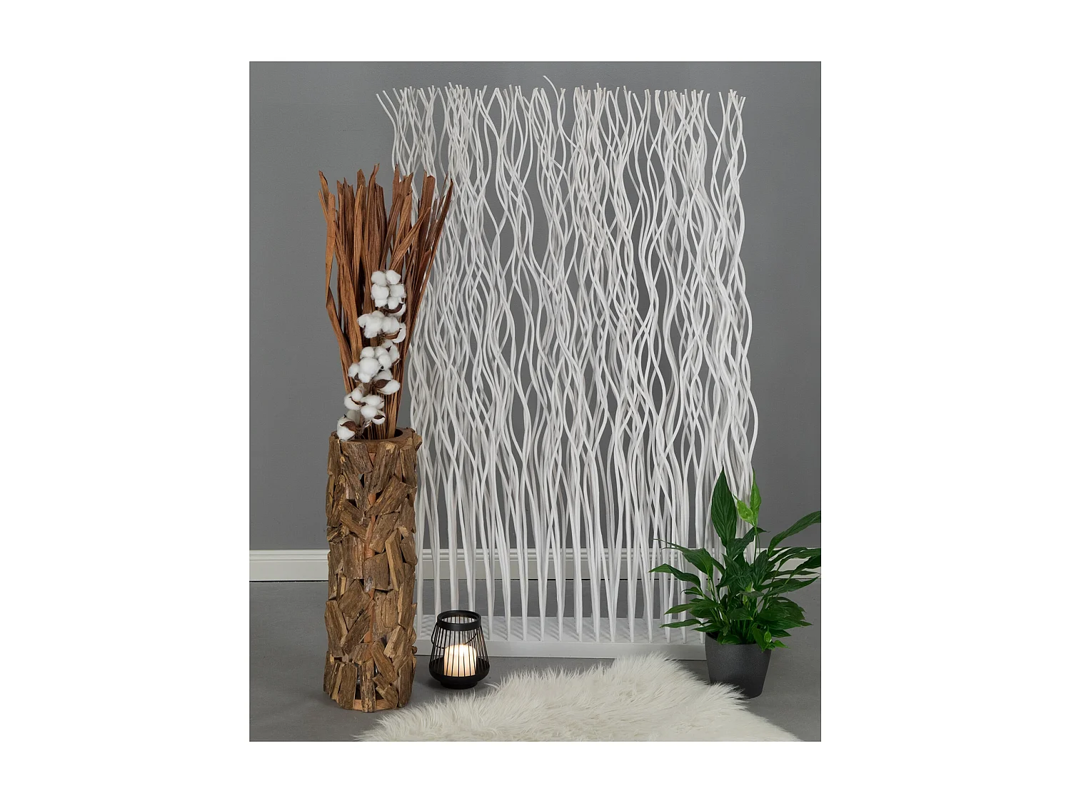 RAUMTEILER  Kinki Weidenholz gewellt weiß