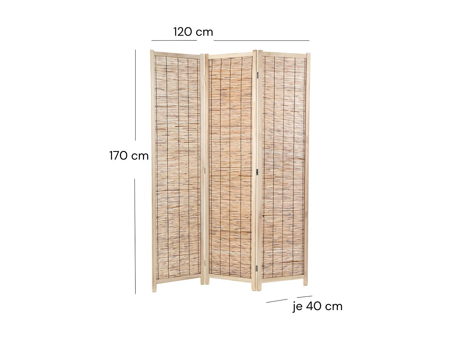 RAUMTEILER Playa 3-tlg. Schilfrohr Holz braun