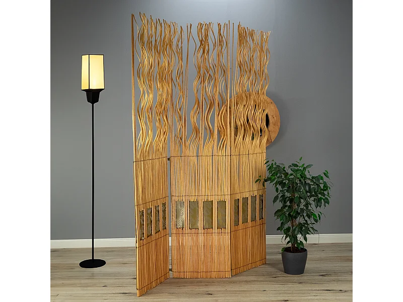 RAUMTEILER Oase  3-tlg. 170x120 cm, Weidenholz gewellt honigfarben