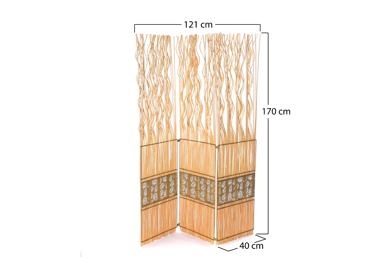 PARAVENT Oasis 3 pièces. 170x120 cm, bois de saule ondulé couleur miel