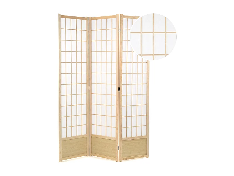 PARAVENT Canva II 3 pièces. Bois, papier de riz