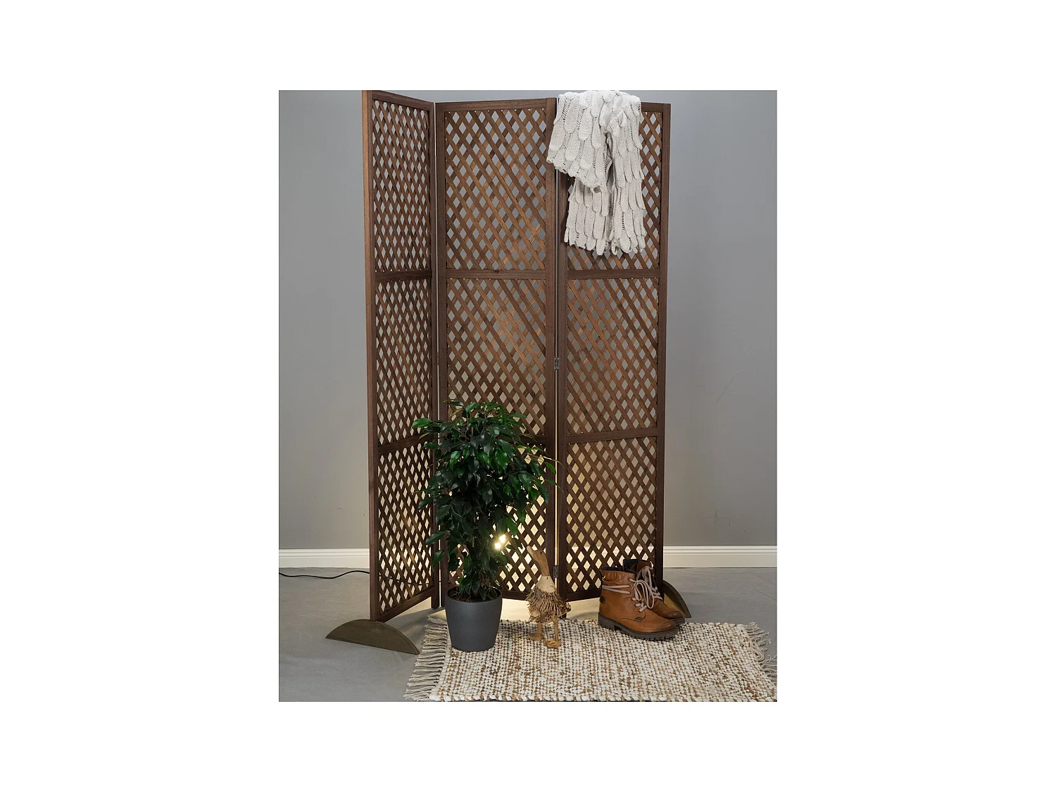 PARAVENT-FUßSTÜTZEN Porta 2er Set Holz braun