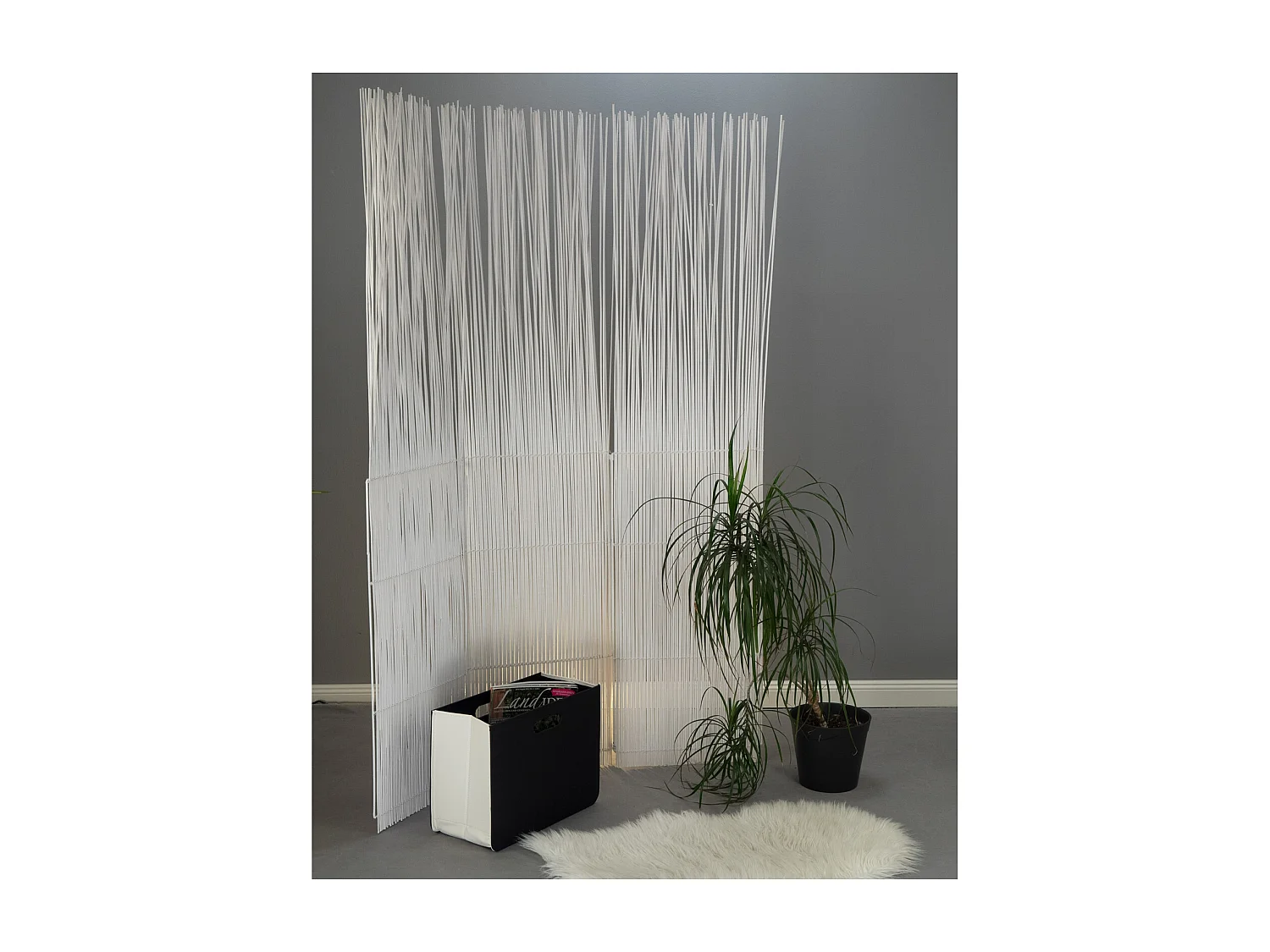 PARAVENT Spike 3 pièces. Bois de saule, pliable weiß