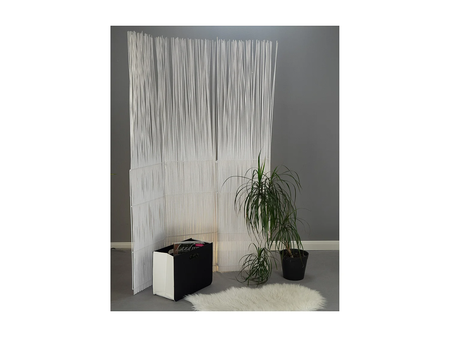 PARAVENT Spike 3 pièces. Bois de saule, pliable weiß