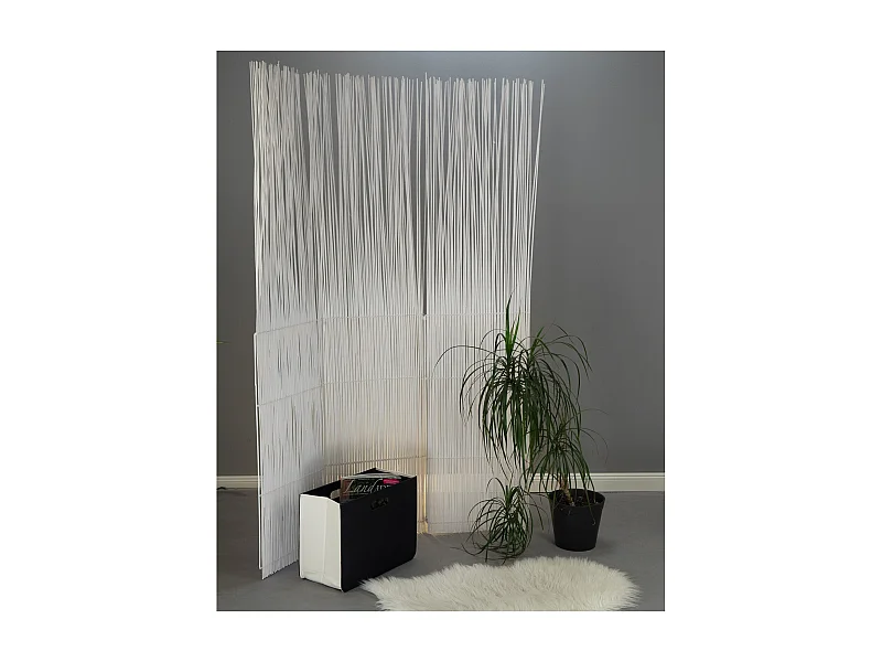 PARAVENT Spike 3 pièces. Bois de saule, pliable weiß