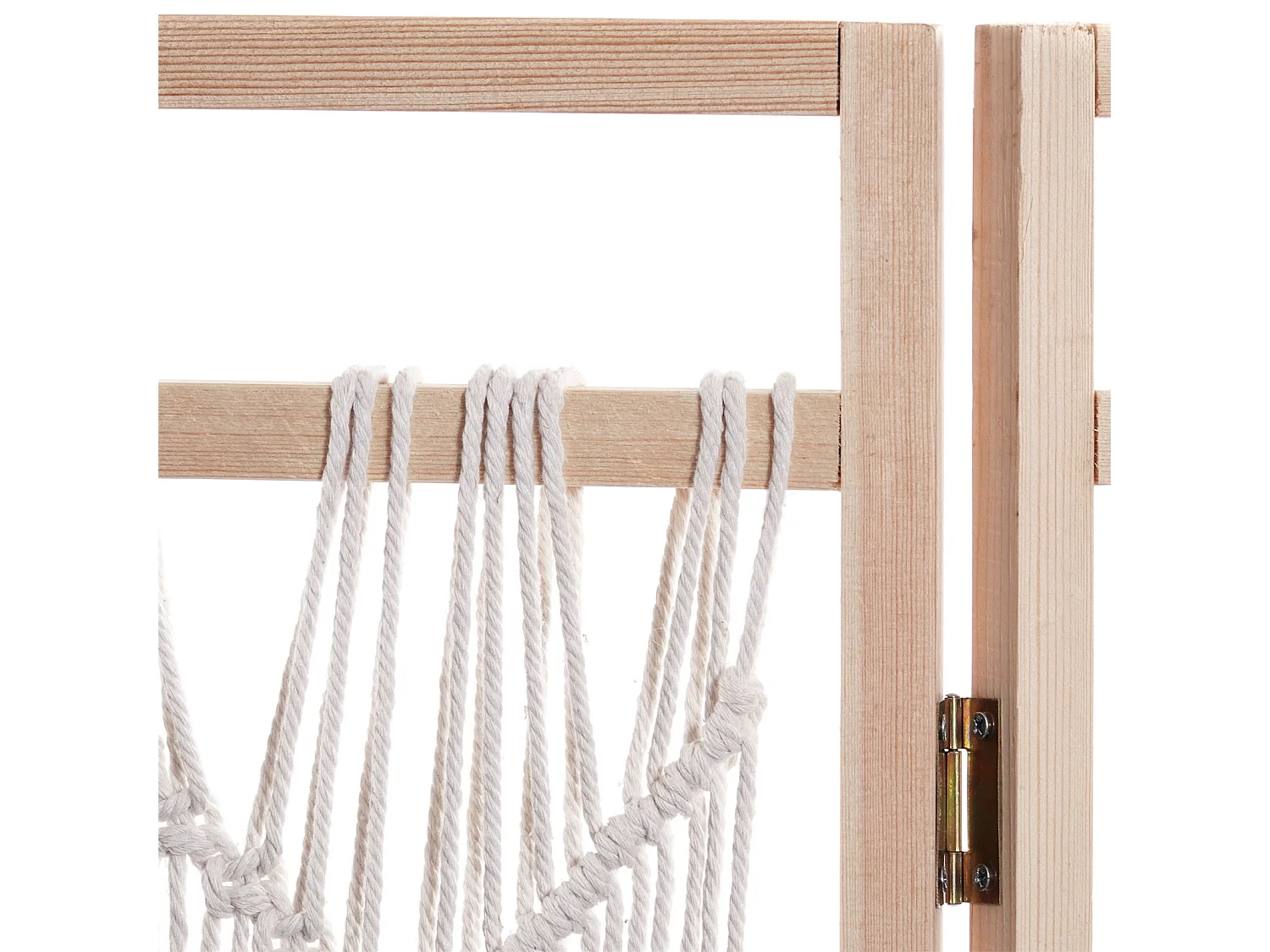 PARAVENT Boho 3 pièces. 166x123 cm, avec nouage en macramé couleurs naturelles