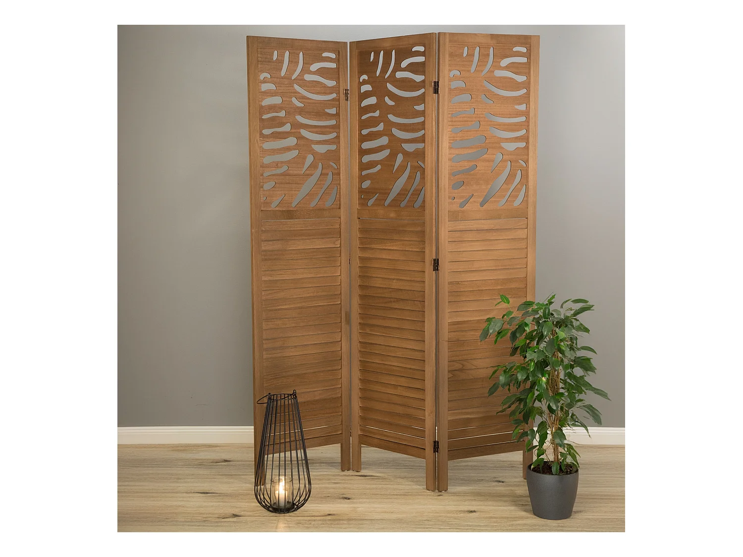 RAUMTEILER Palm 3-tlg. 170x120 cm, Holz braun