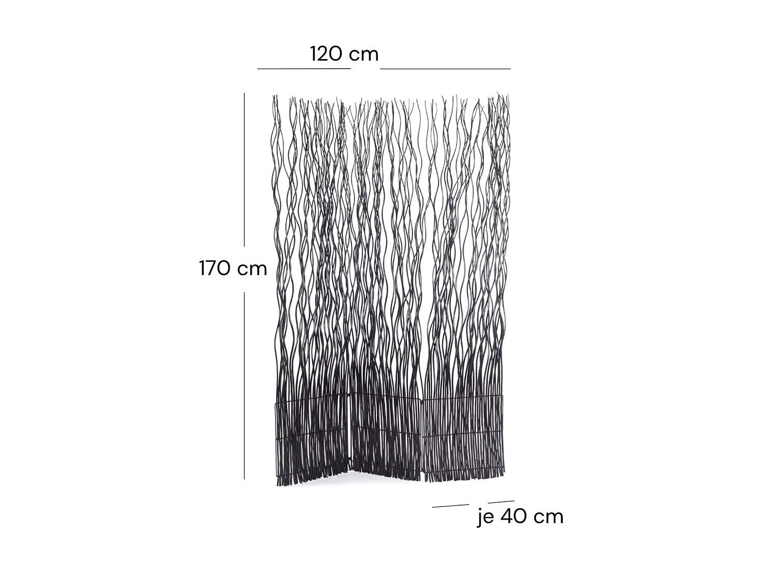 PARAVENT Vague 3 Branches de saule schwarz