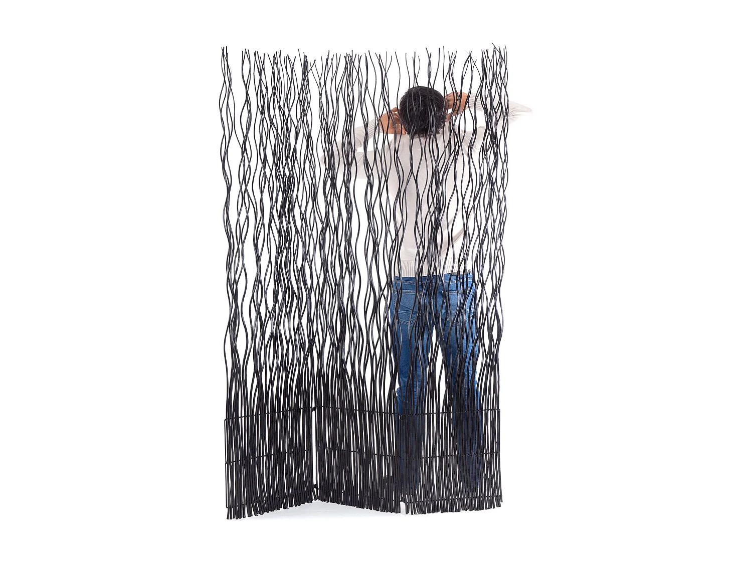 PARAVENT Vague 3 Branches de saule schwarz