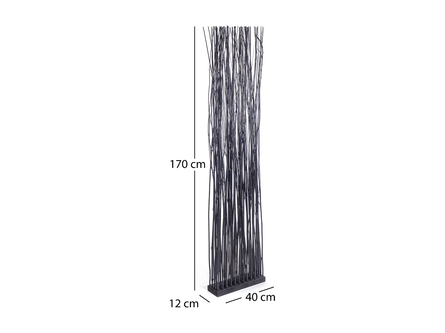 PARAVENT Slim 170x40 cm, branches en bois de saule schwarz