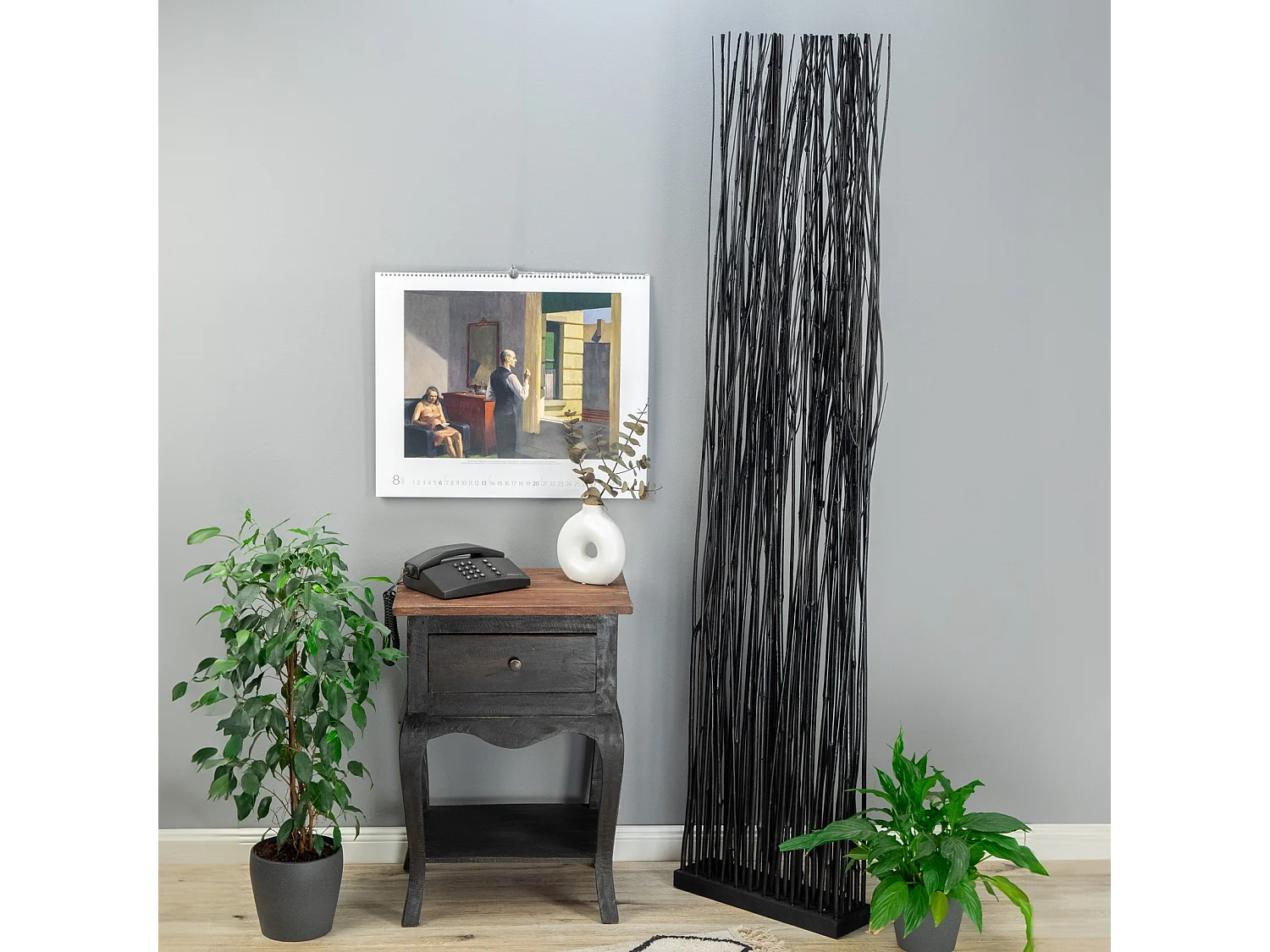 PARAVENT Slim 170x40 cm, branches en bois de saule schwarz