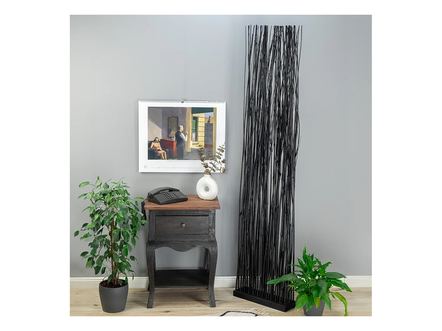 RAUMTEILER Slim 170x40 cm, Weidenholz-Zweige schwarz