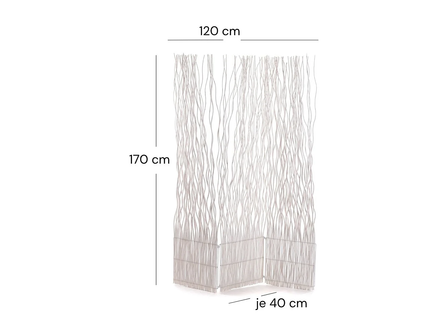 PARAVENT Vague 3 Branches de saule weiß