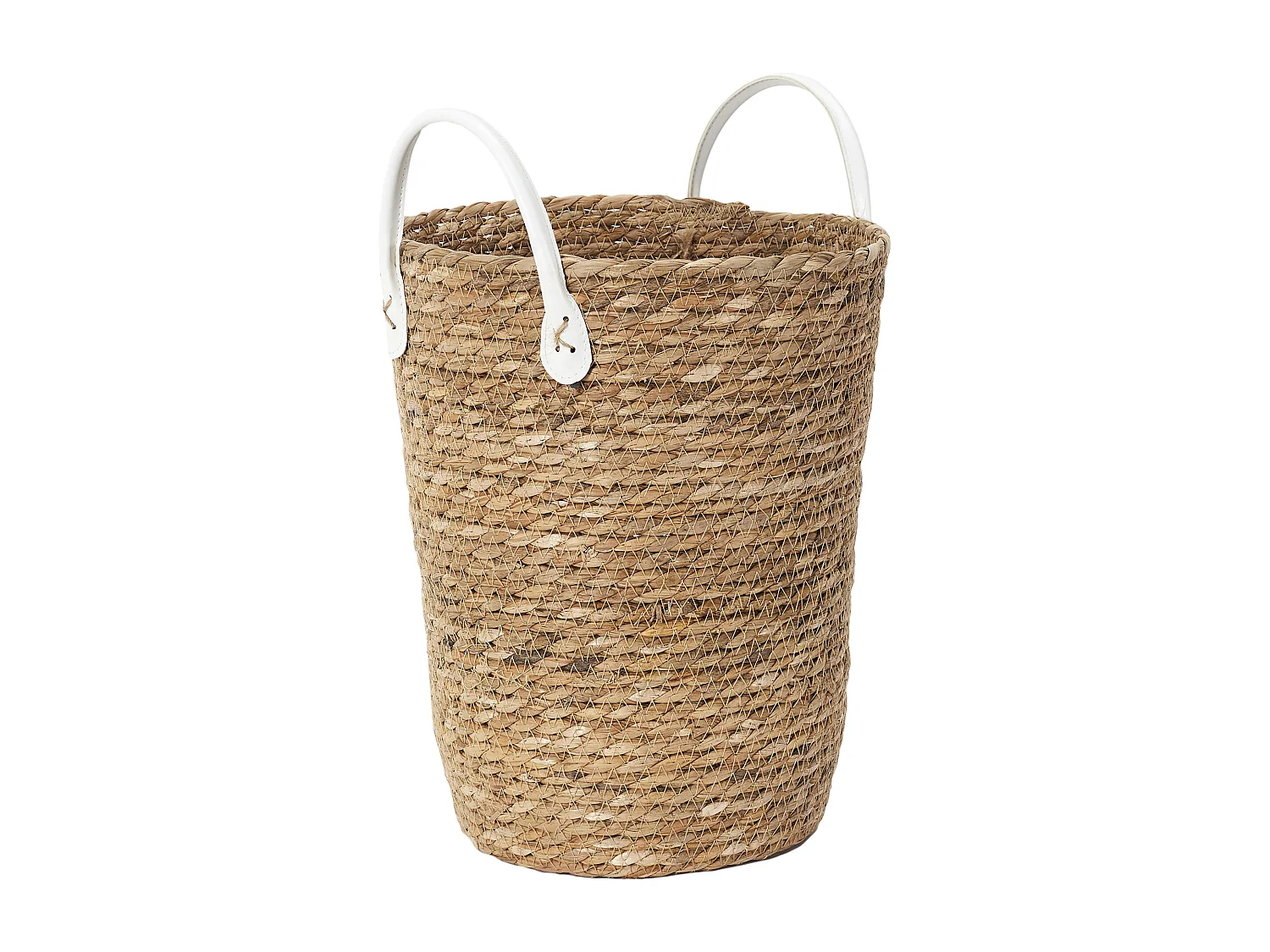 Lot de 3 Paniers Déco "Tressé" 45cm Naturel & Blanc