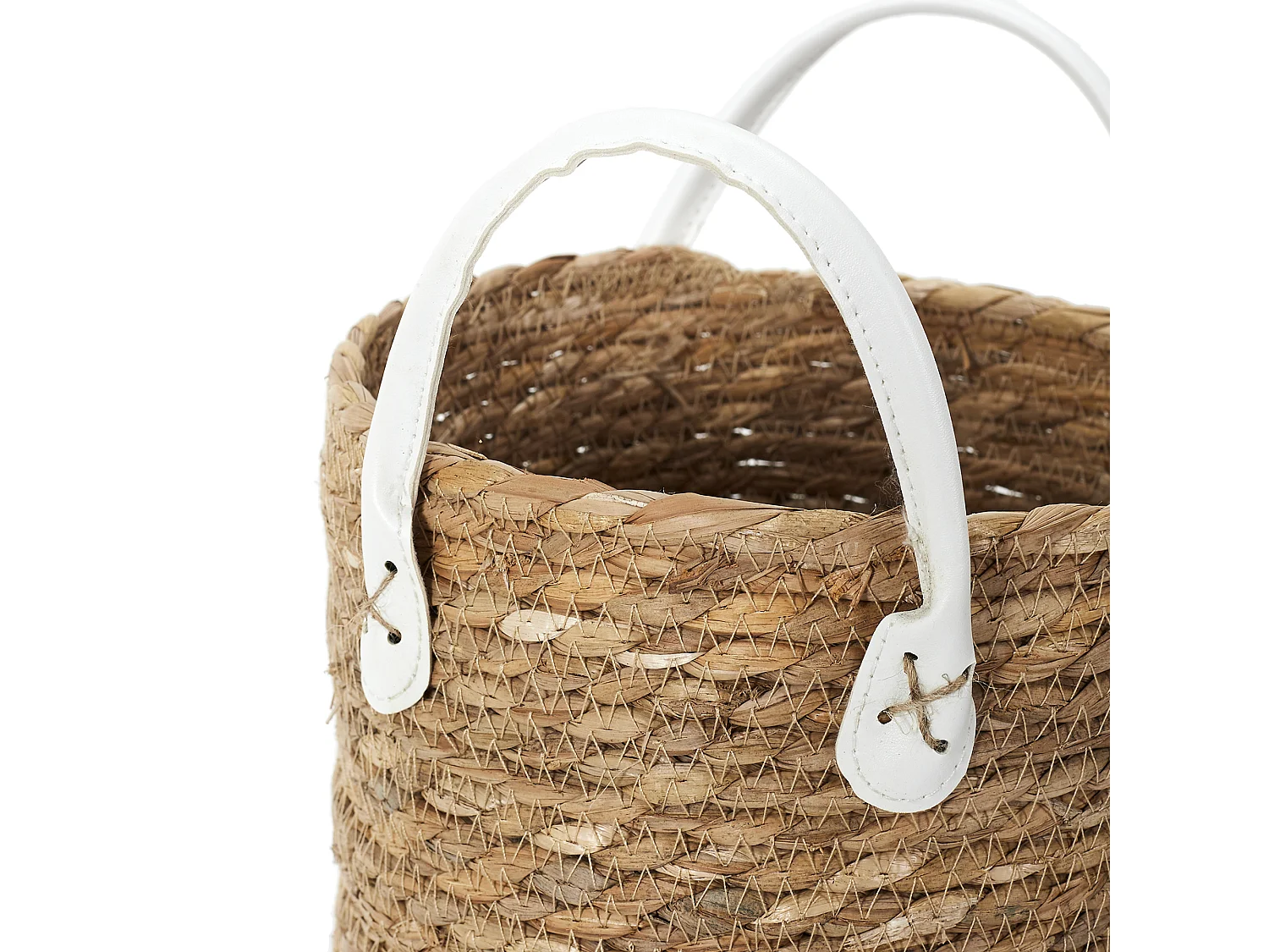 Lot de 3 Paniers Déco "Tressé" 45cm Naturel & Blanc
