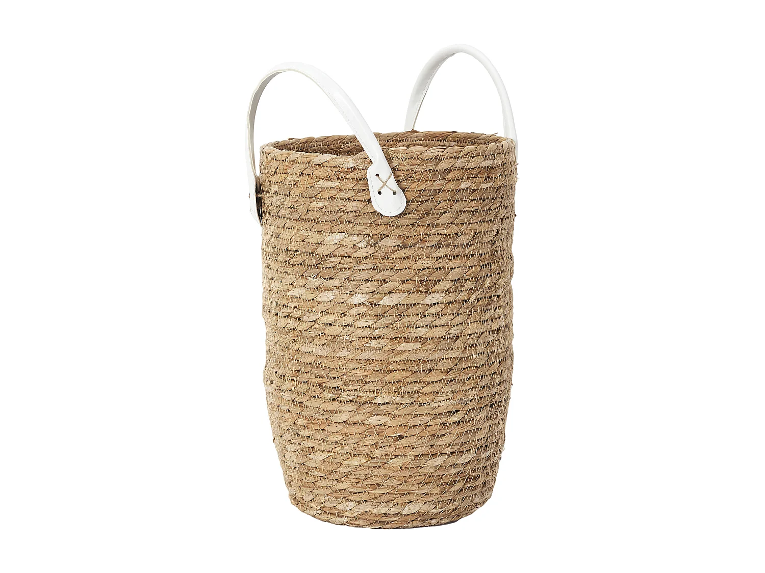 Lot de 3 Paniers Déco "Tressé" 45cm Naturel & Blanc