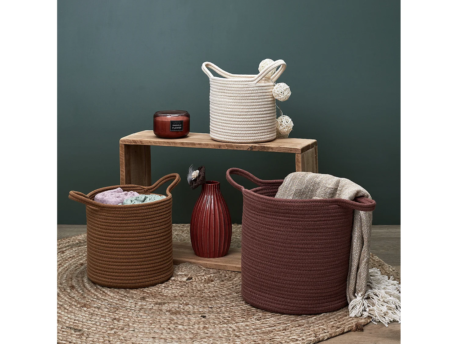 Lot de 3 Paniers de Rangement "Patio" 45cm Multicolore