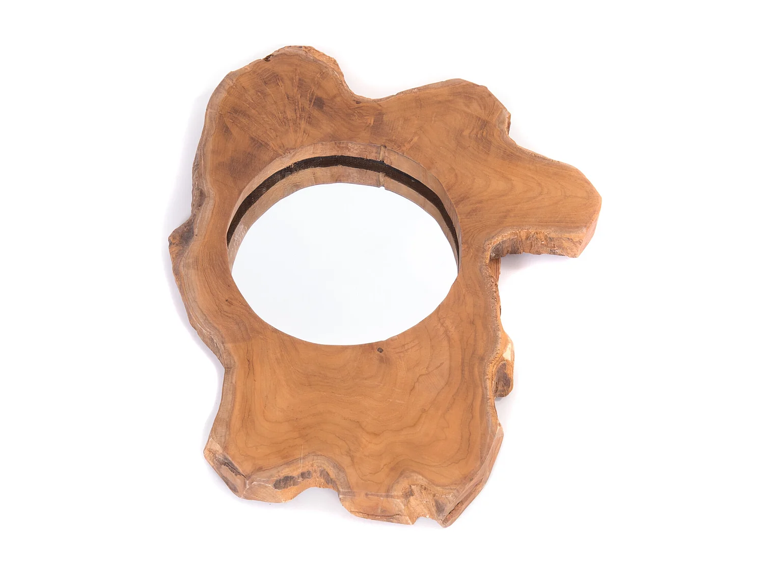 WANDSPIEGEL  Tiko Teakholz Wurzel, rund, Unikat naturfarben