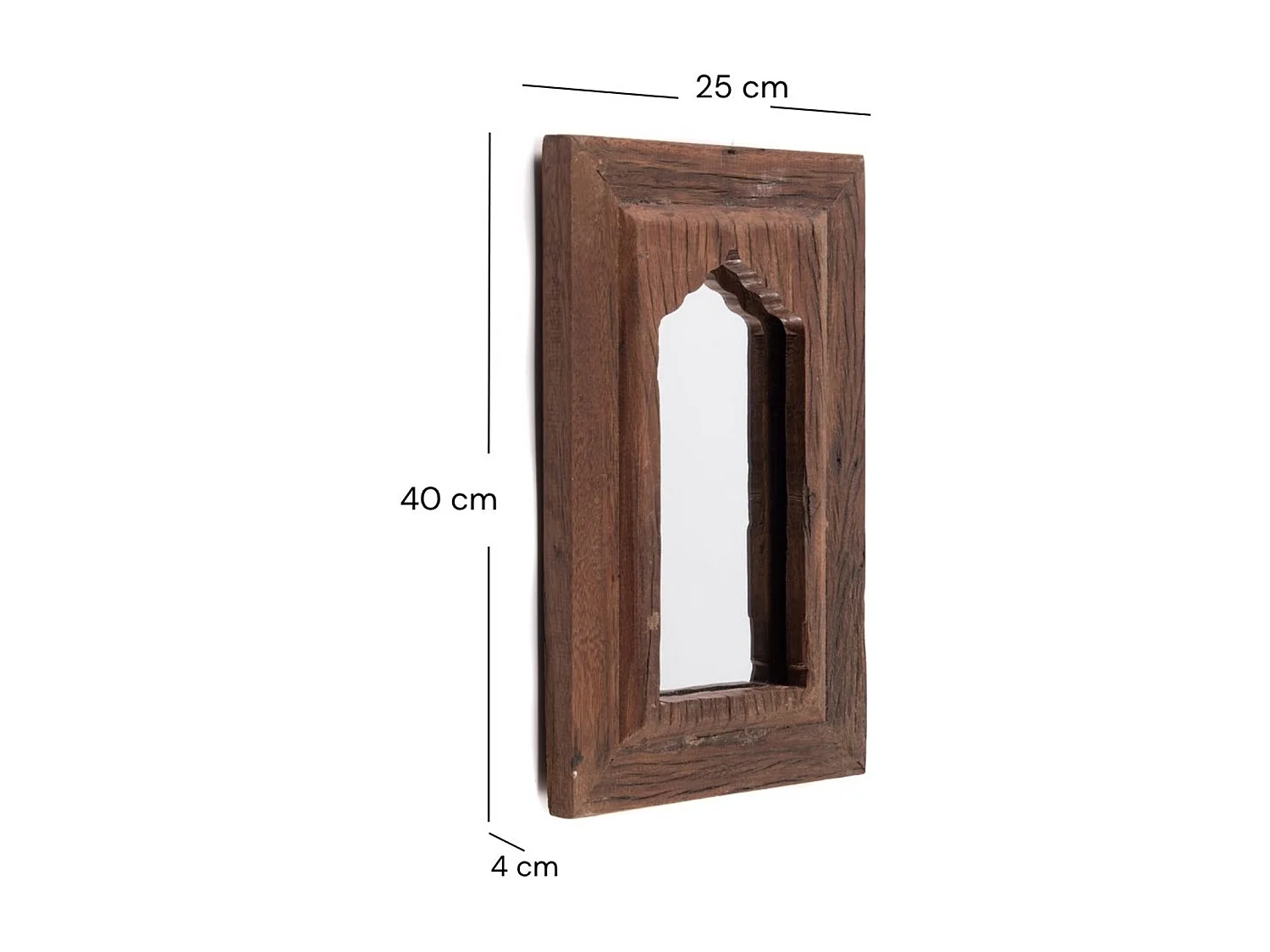 MIROIR MURAL Sara 40x25 cm, bois massif en acajou marron foncé