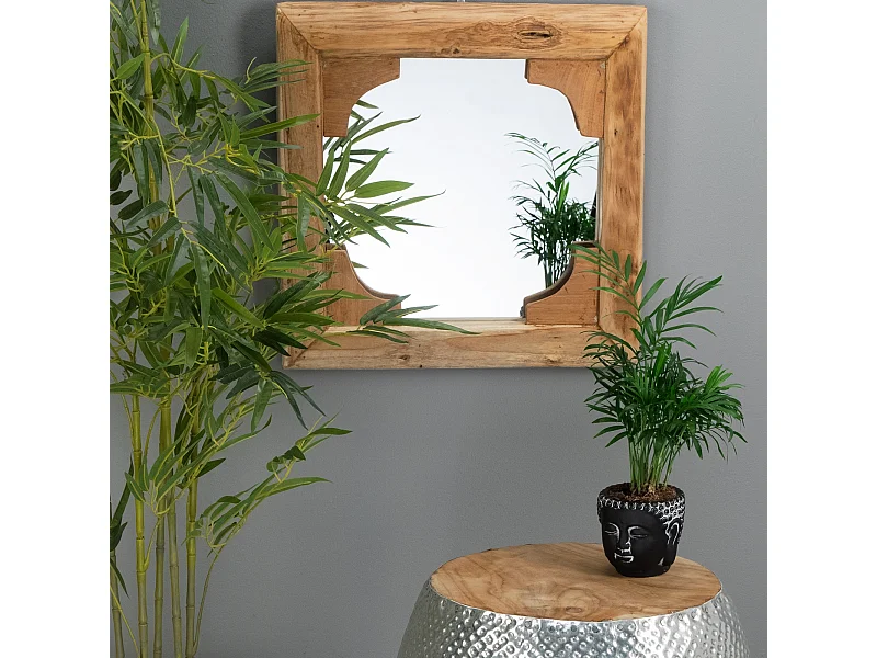 MIROIR MURAL Inde Teck, 50x50 cm couleurs naturelles