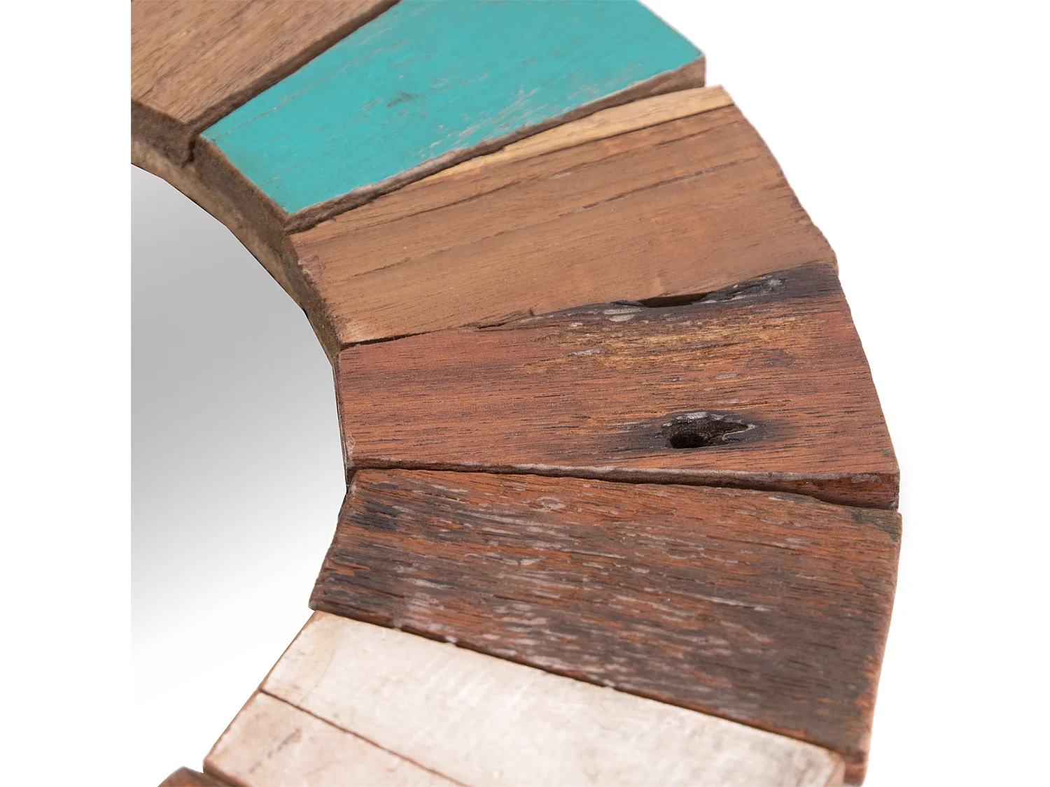 WANDSPIEGEL Poppy Recyclingholz massiv, rund bunt