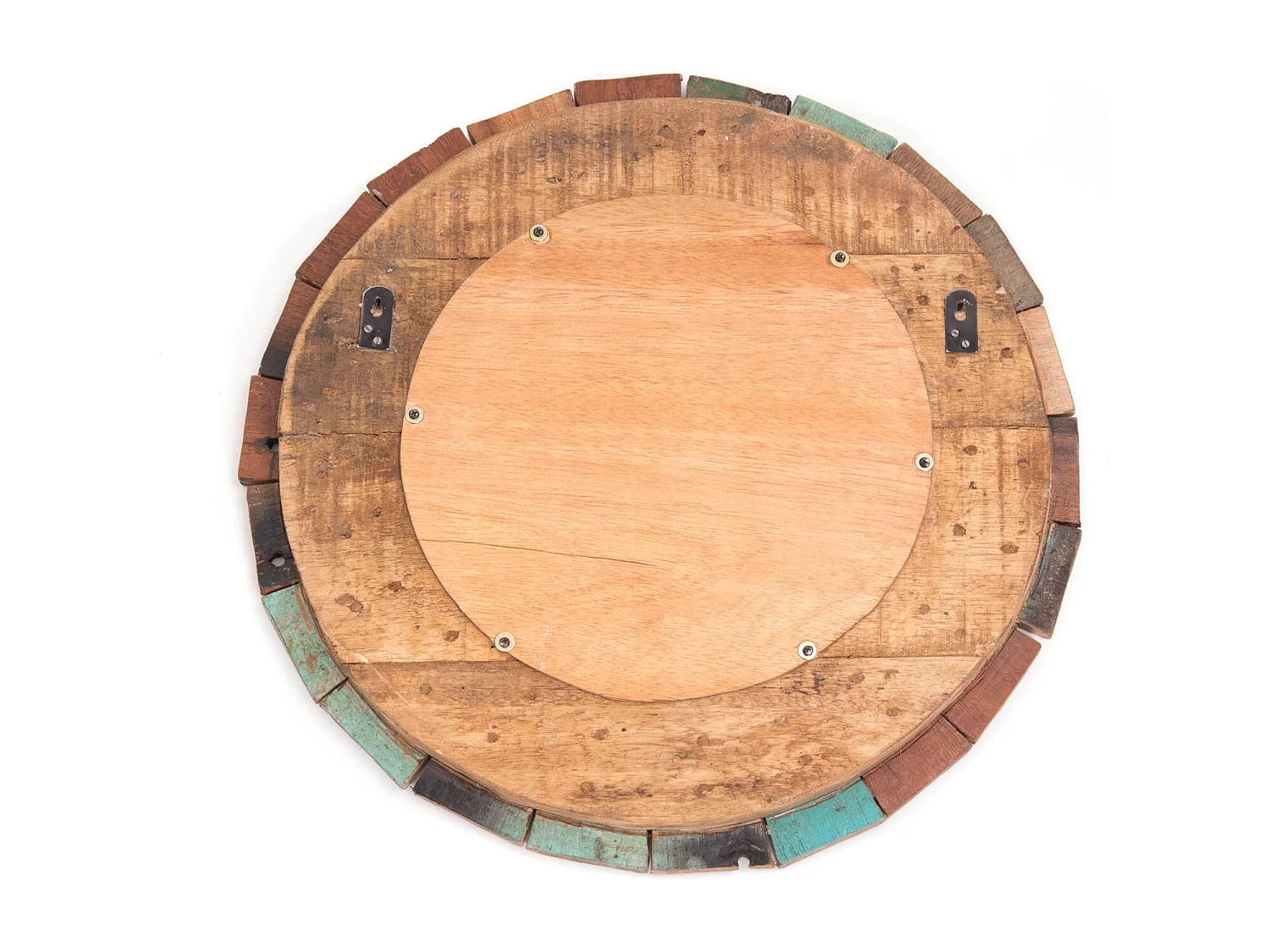 WANDSPIEGEL Poppy Recyclingholz massiv, rund bunt