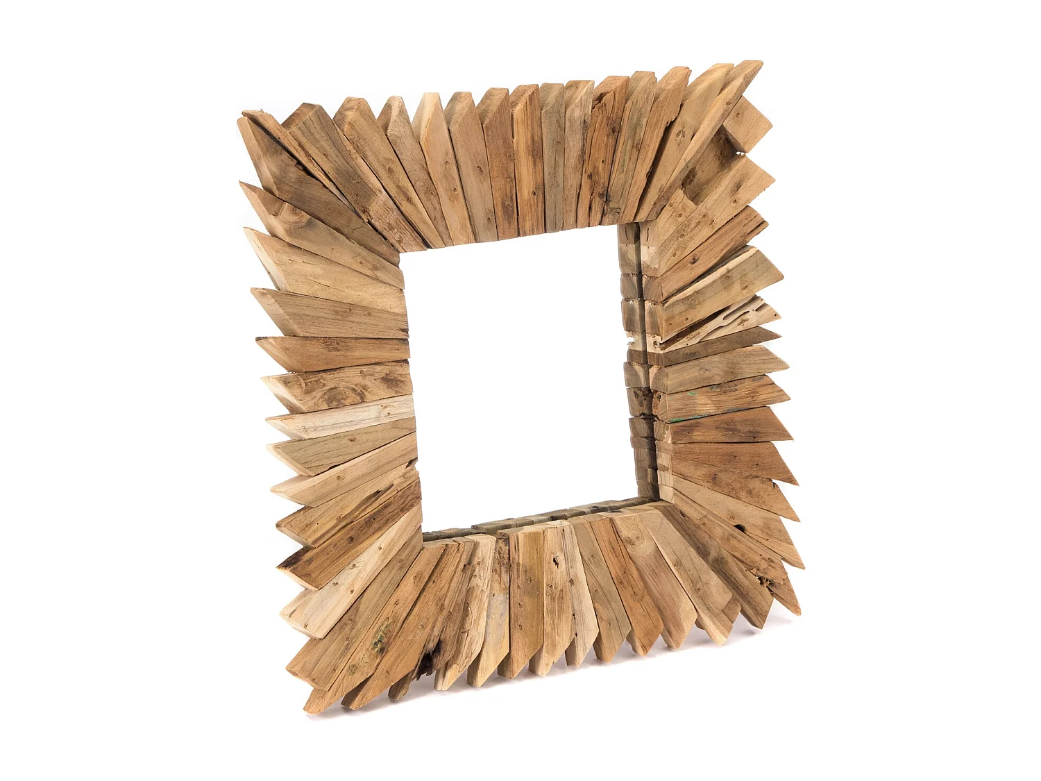 WANDSPIEGEL  Spikes  50x50 cm Massivholz naturfarben