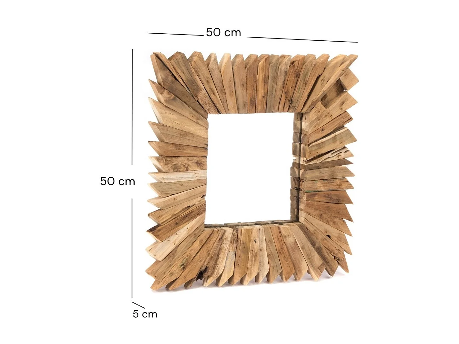 WANDSPIEGEL  Spikes  50x50 cm Massivholz naturfarben