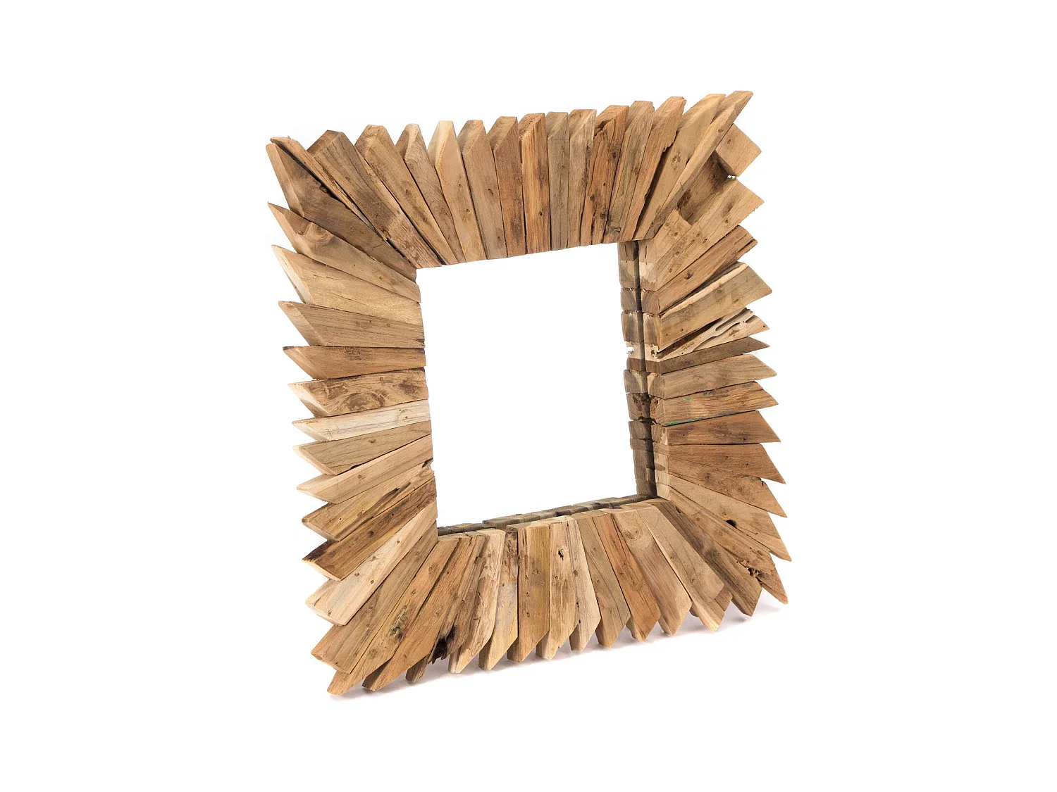 MIROIR MURAL Pointes 50x50 cm bois massif couleurs naturelles