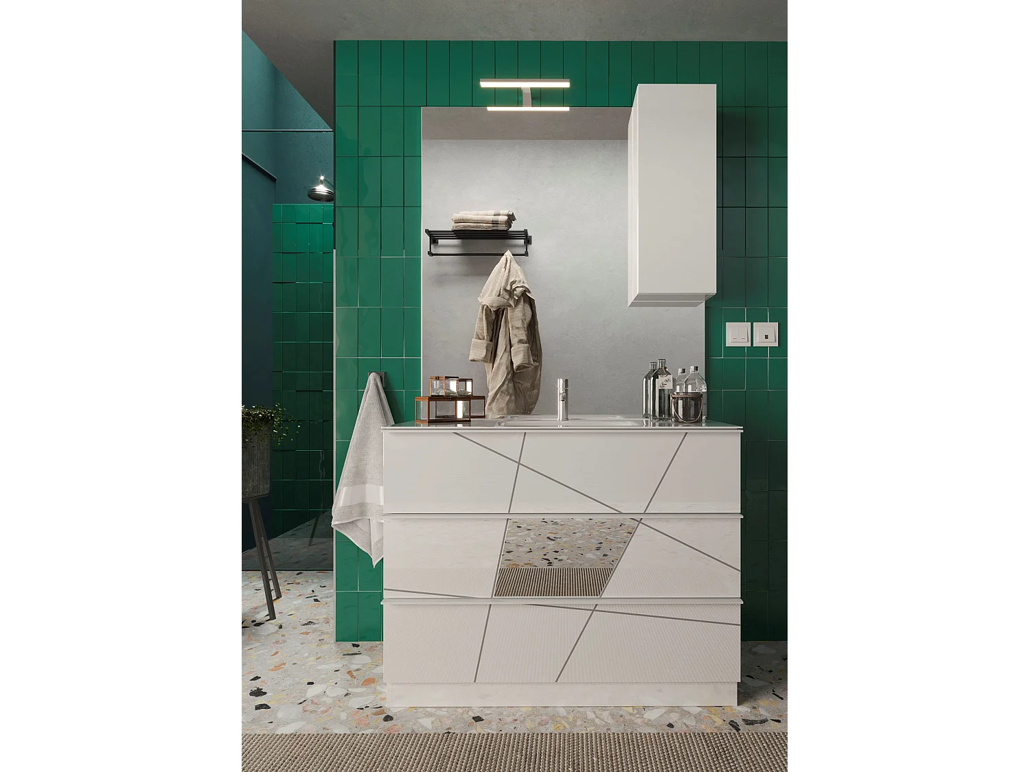 Ensemble salle de bain VITTORIA blanc brillant 101 x 86 x 47 cm