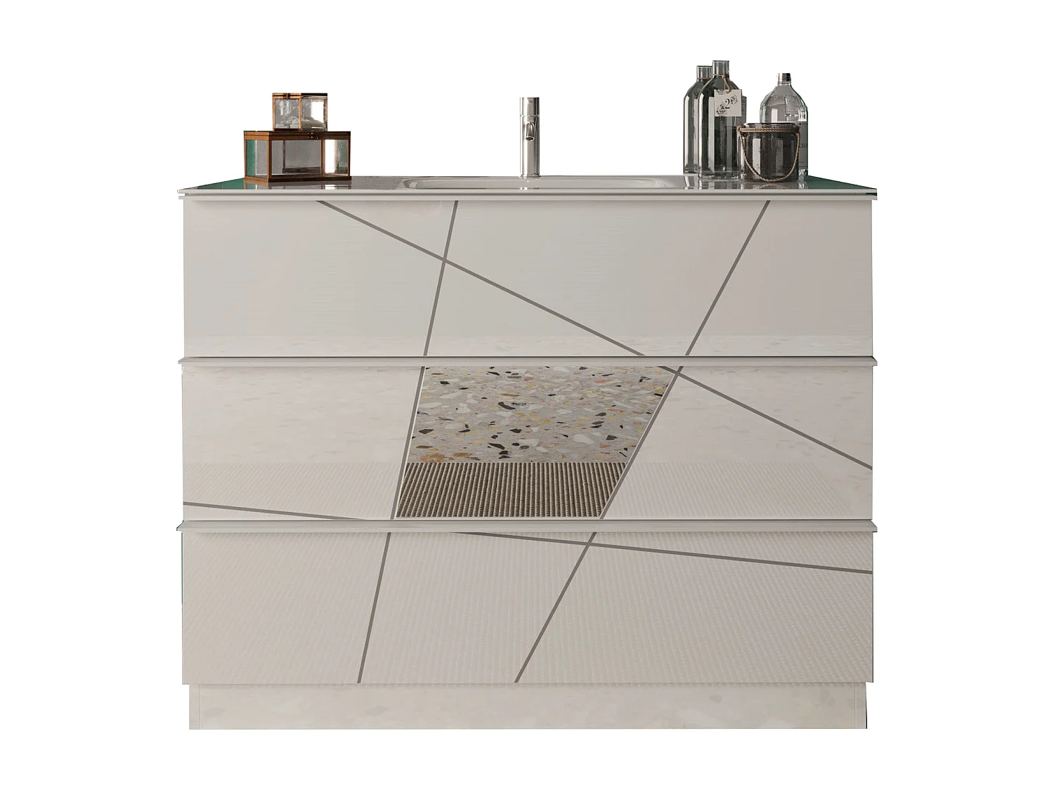 Ensemble salle de bain VITTORIA blanc brillant 101 x 86 x 47 cm