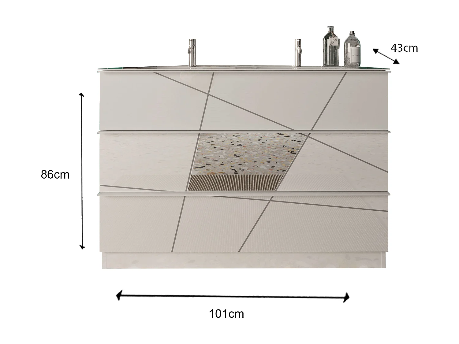 Ensemble salle de bain VITTORIA blanc brillant 101 x 86 x 47 cm