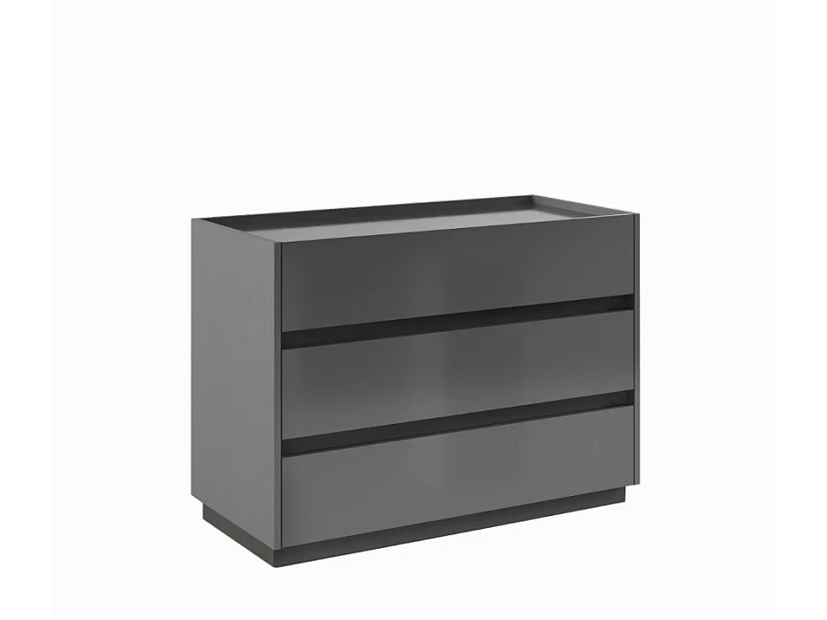 Chambre complète TEO lit + 2 chevets + commode anthracite