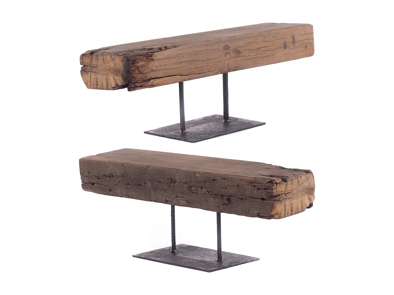 KERZENSTÄNDER  CASTLE 60 Recycling Holz massiv, Shabby Chic Design naturfarben