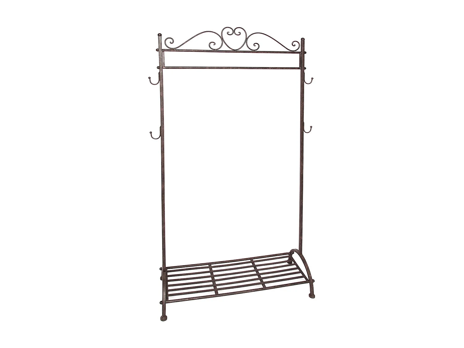 PORTEMANTEAU NOSTALGIE Fer, autoportant avec repose-chaussures brun antique