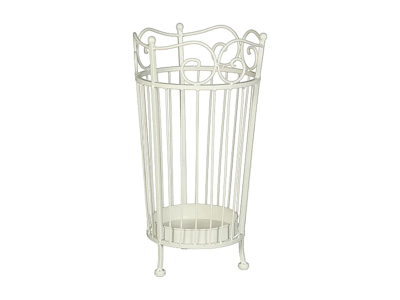 SCHIRMSTÄNDER Luca Metall, mit Abtropfschale antik-weiß