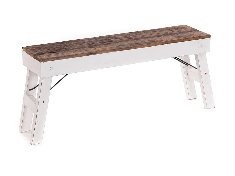 SITZBANK Aldo Recyclingholz massiv, Bein einklappbar 06 weiß-landhaus