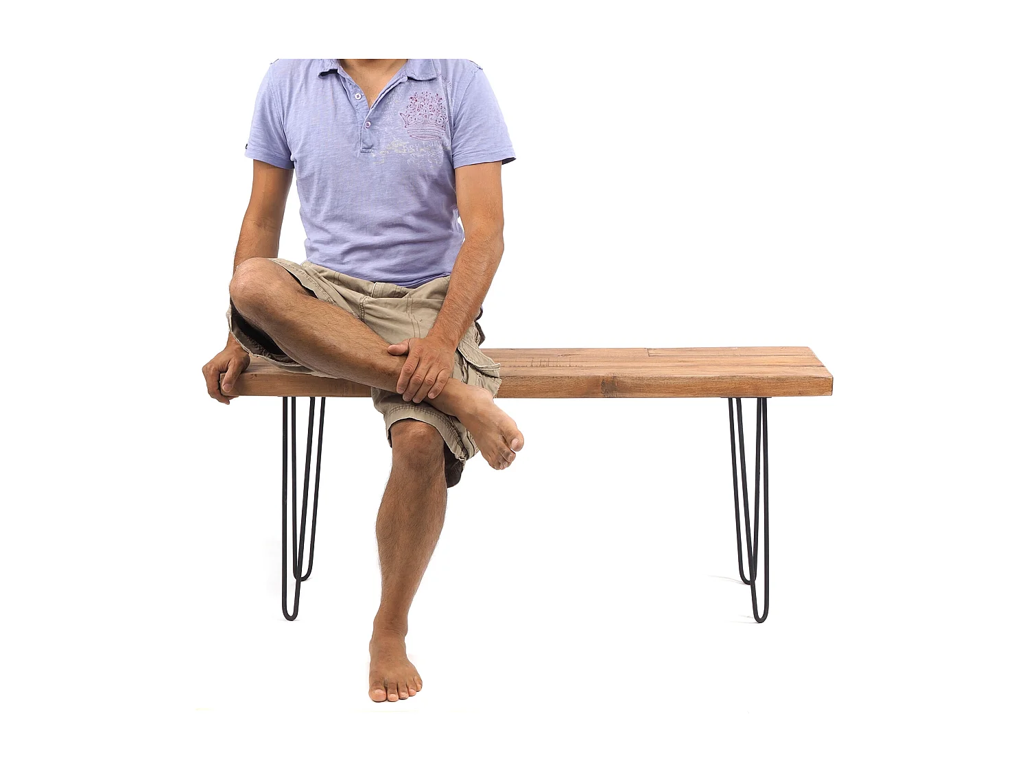 SITZBANK BOHLE Mahagoni Holz  mit Metallgestell  naturfarben