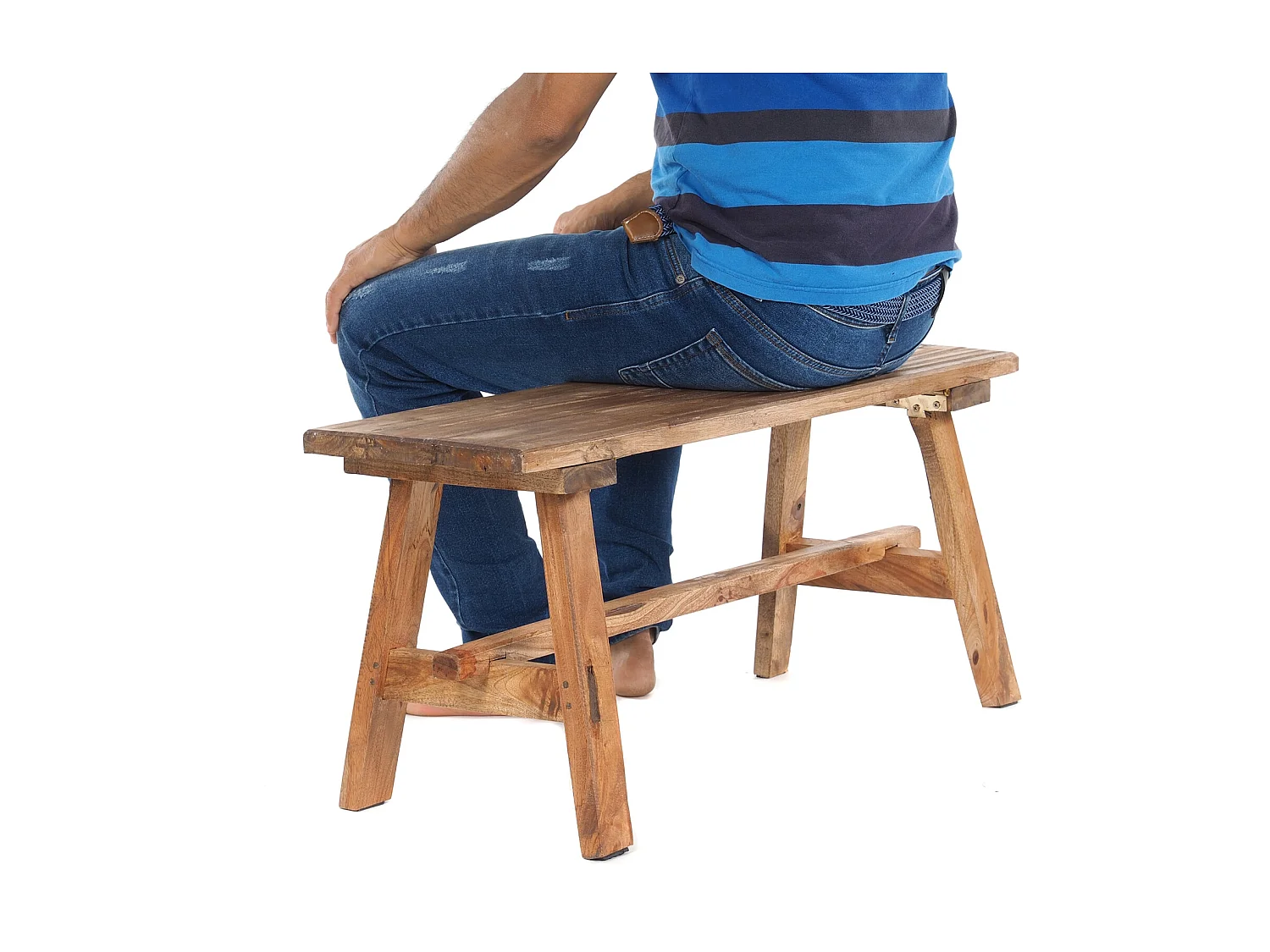 BANC ANZIO 90 Bois massif en acajou, pliable 01 natur-vintage