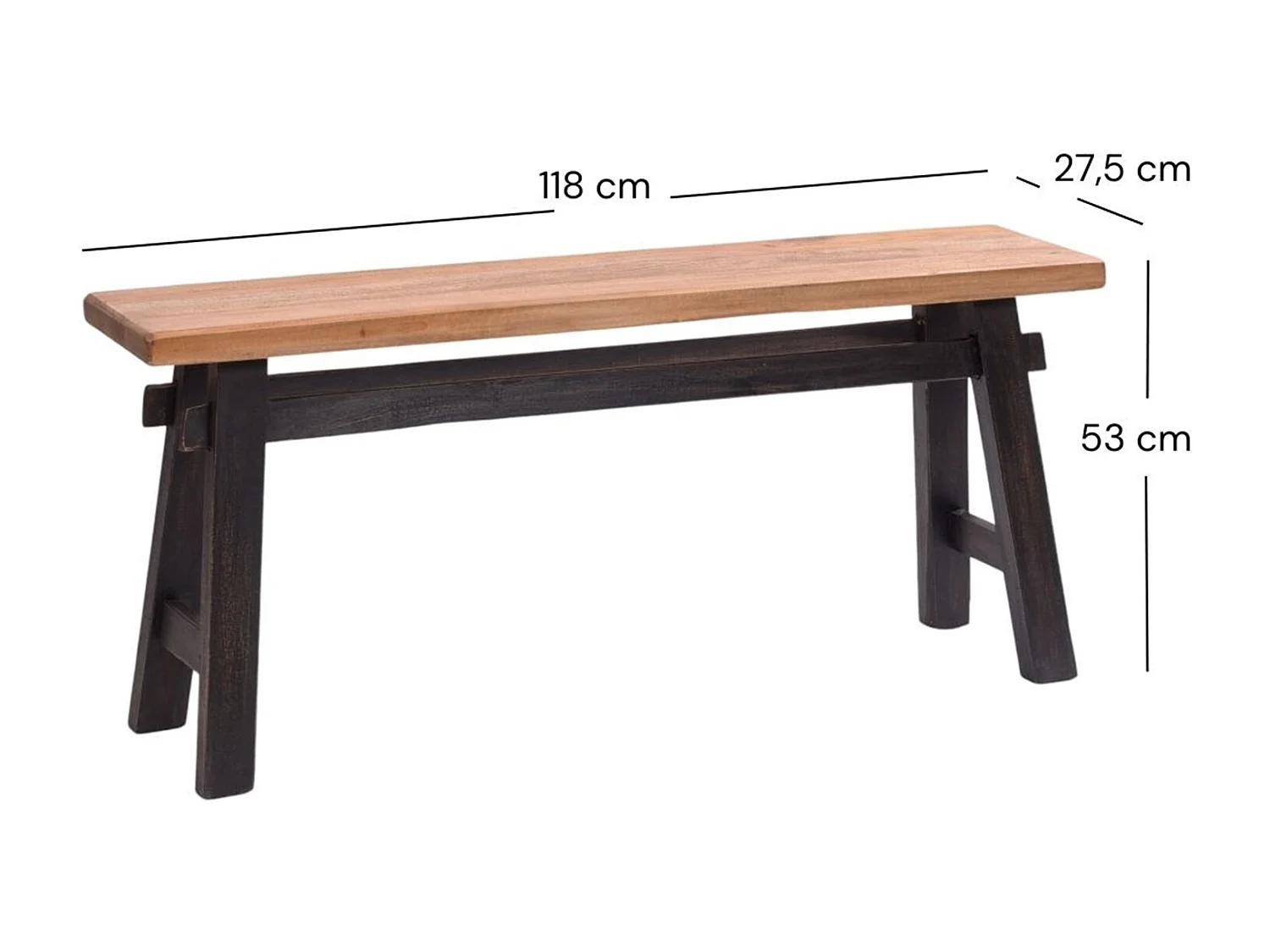 SITZBANK  East 118 Mahagoni Recyclingholz massiv 04 schwarz-natur