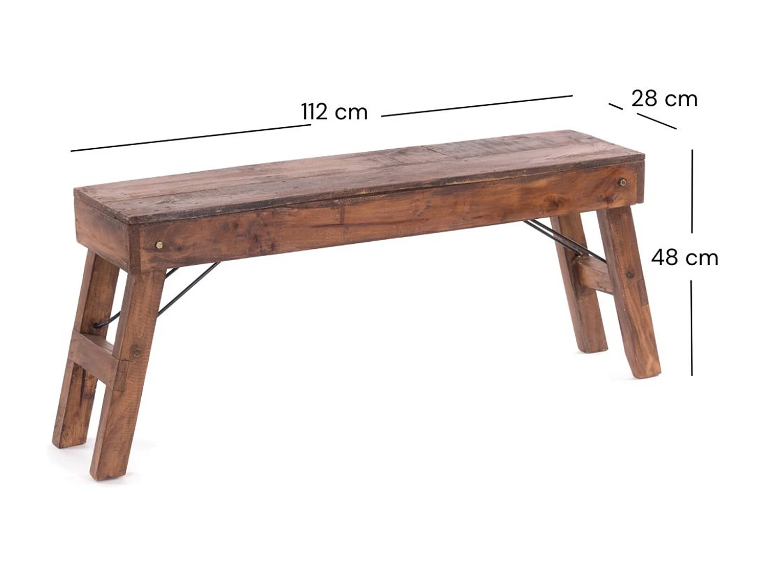 BANC Aldo Bois de recyclage massif, pieds pliables 02 hellbraun