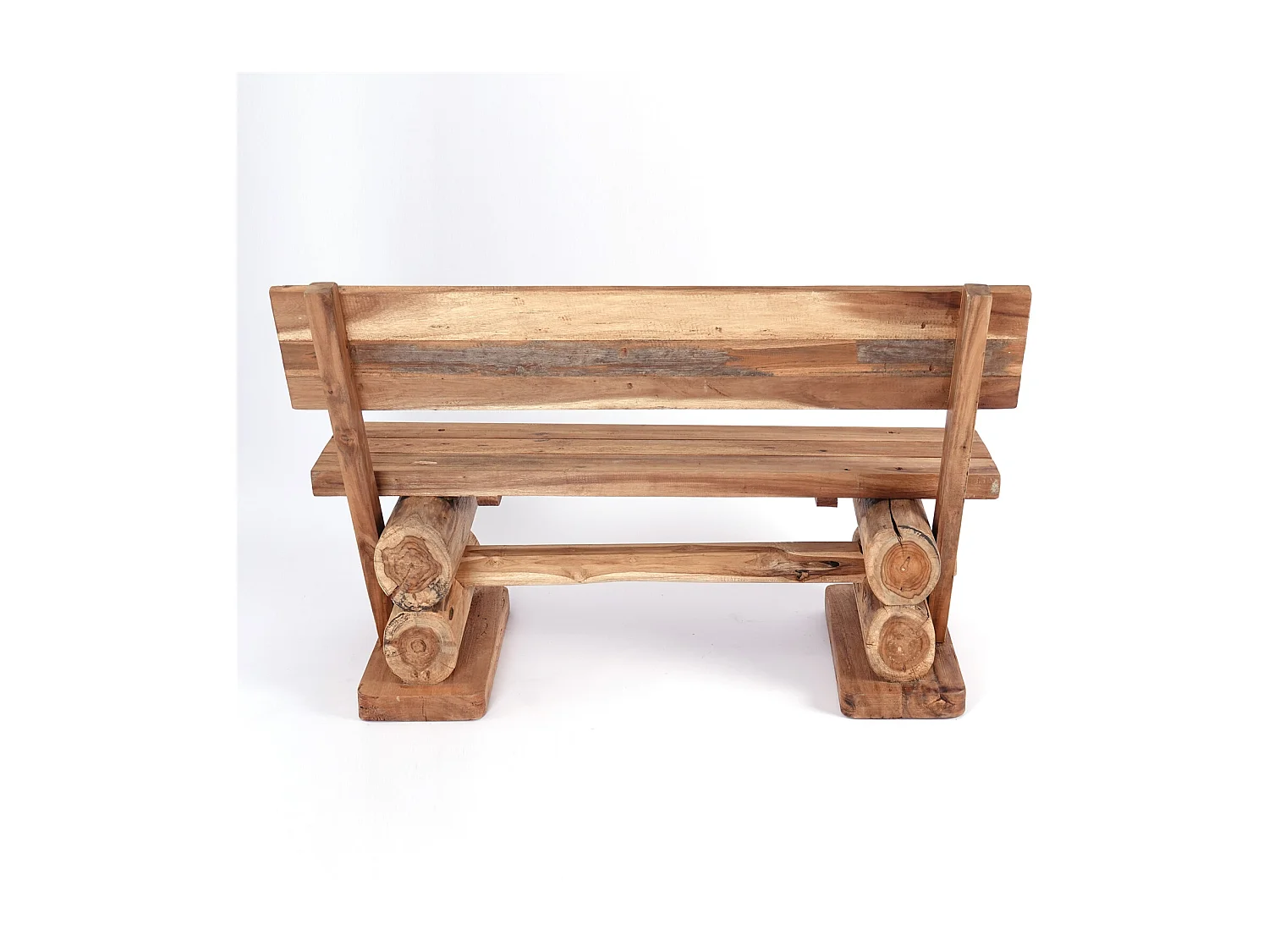 SITZBANK Anton 120cm, Teak Massivholz, mit Lehne naturfarben