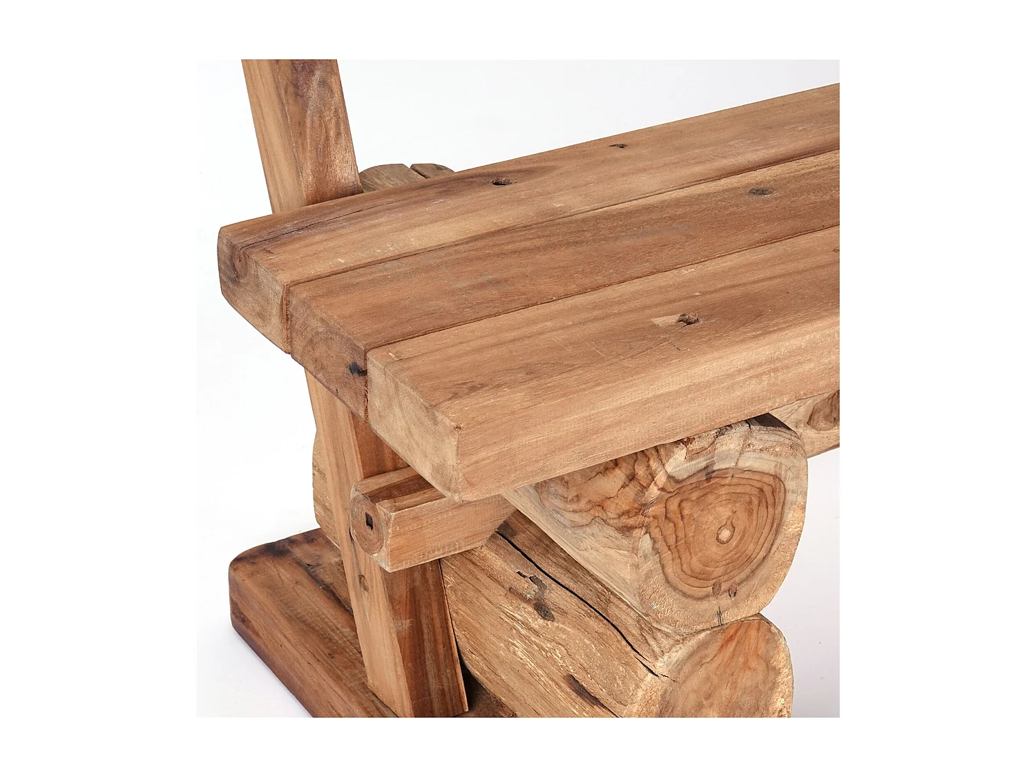 SITZBANK Anton 120cm, Teak Massivholz, mit Lehne naturfarben