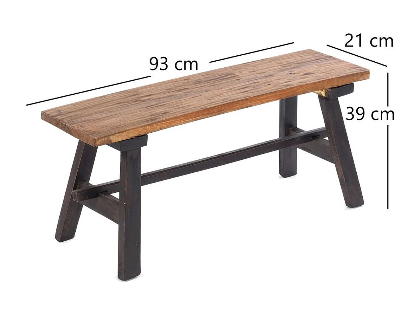 SITZBANK ANZIO 90  Mahagoni Massivholz, zusammenklappbar 04 schwarz-natur